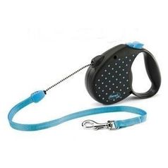 Flexi® COLOR Dots поводок -рулетка для собаки с рисунком (S), до12кг/5м ТРОС голубая