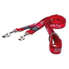 ROGZ Поводок перестежка Fancy dress Red Bones XL 1.6м*2,5 см