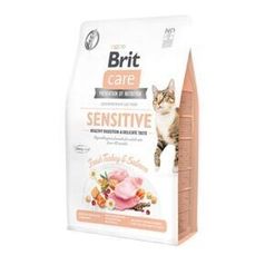 Brit Care Cat Grain Free Sensitive Healthy Digestion Delicate Tasteгипоаллергенный корм cо свежим мясом индейки для взрослых привередливых кошек с чувствительным пищеварением. 0,4 кг